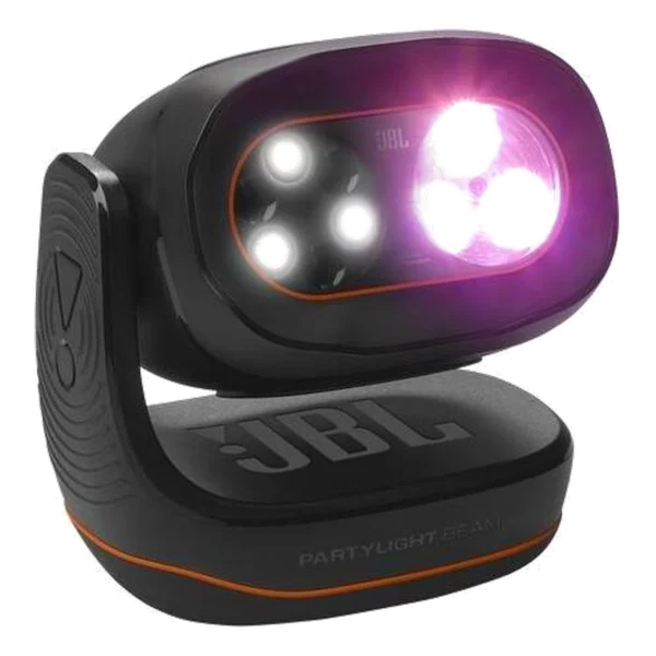 JBL PartyLight Beam allumé en effet RGB violet et blanc, mini moving head sync app PartyBox — location à Lausanne — AirSound