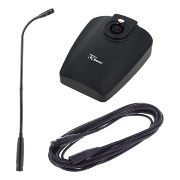 Bundle micro col de cygne sur base de table avec capsule cardioïde et câble XLR 6m, location pour conférence à Lausanne — AirSound