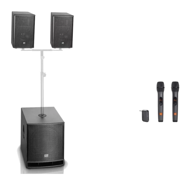 Pack DAVE 15 G3 Complet — sub + 2 satellites sur barre en T + micros, location sono Lausanne