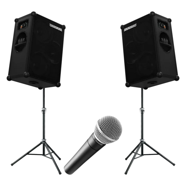 Pack Manifestation Rassemblement — 2 enceintes portables et micro filaire pour location à Lausanne — AirSound