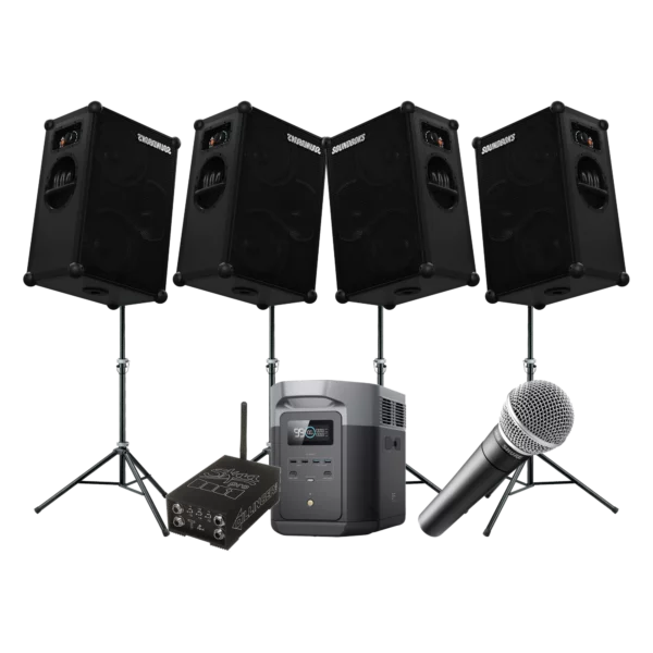 Pack Manifestation publique — 4 enceintes portables et batterie autonome pour location sono à Lausanne — AirSound