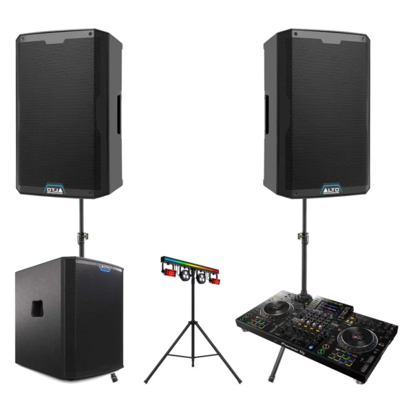 Pack Soirée DJ Club — platine, enceintes actives, caisson et barre lumière pour location à Lausanne — AirSound