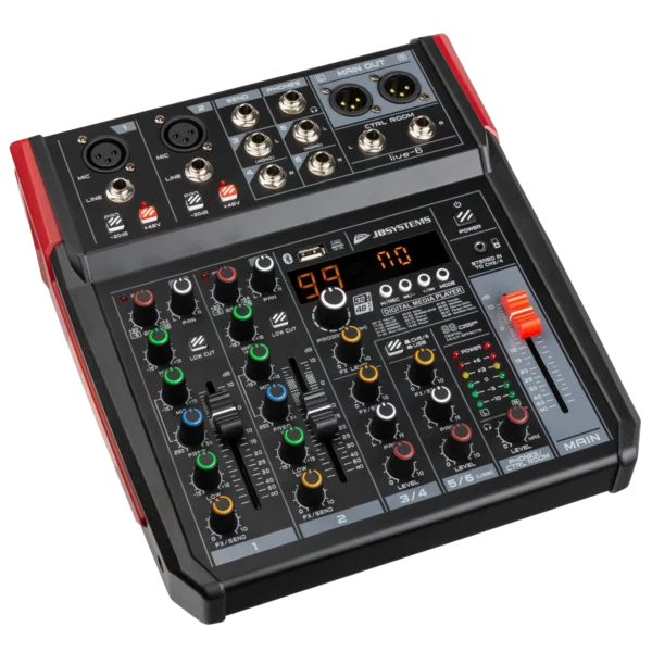 Table de mixage analogique JB Systems LIVE-6 6 voies USB Bluetooth, location pour DJ set et live à Lausanne — AirSound